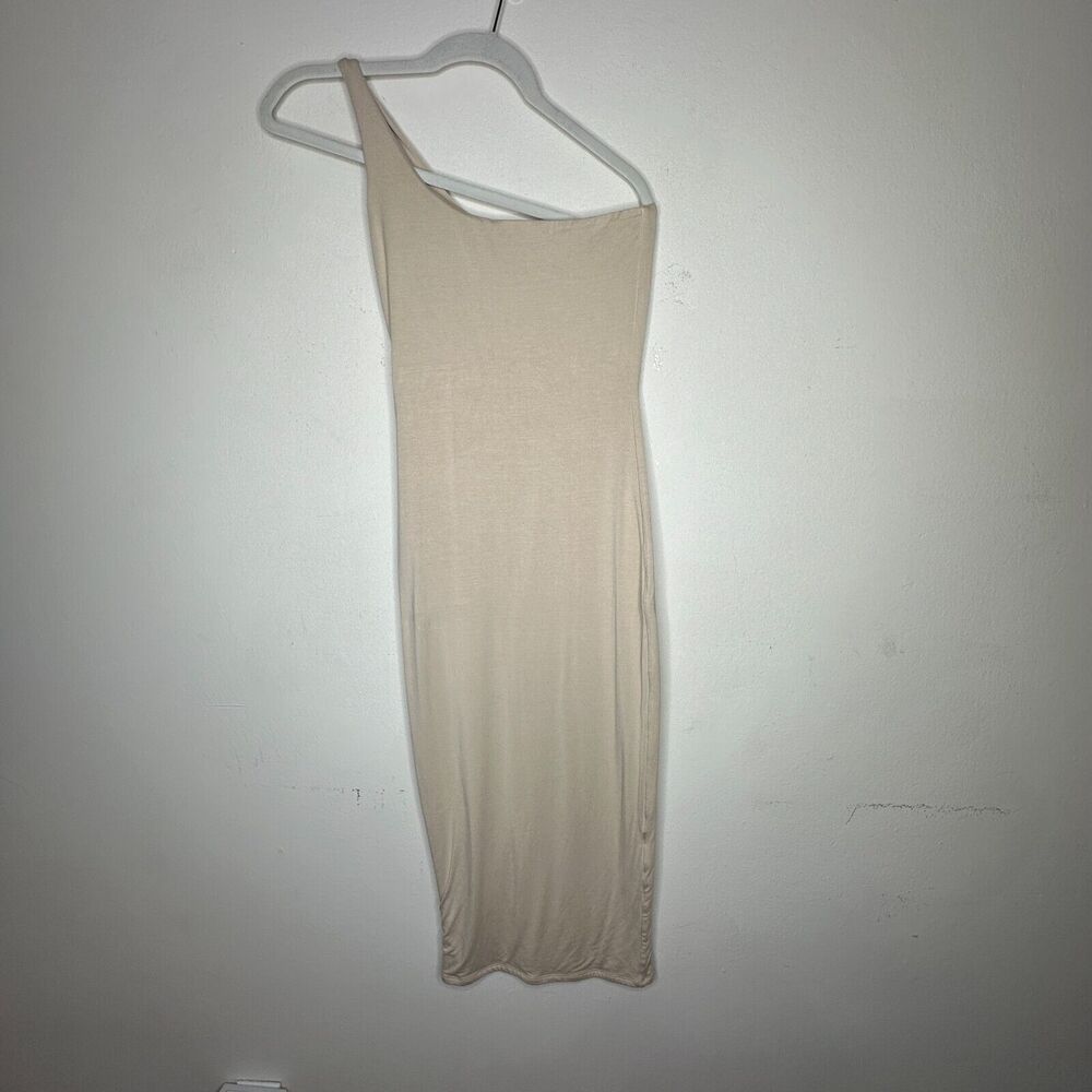 Re Ona Ivory Sophia One Shoulder Sexy Bodycon Knit Lined Midi Dress Medium